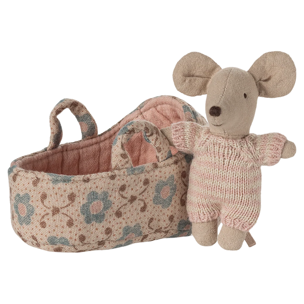 Babymaus in Tragetasche Rose