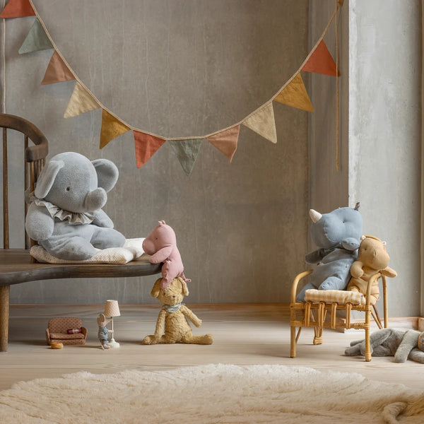 Elefant Plüsch Gross Blau-Grau