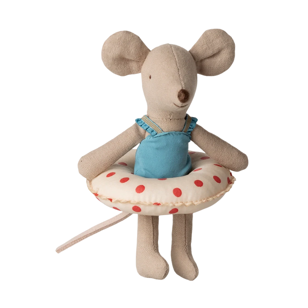 Beach Mouse Little Sister with Swim Ring Red polka dot