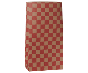 Maileg Geschenkbeutel Medium aus Papier, Karo-Muster in Puder und Rot