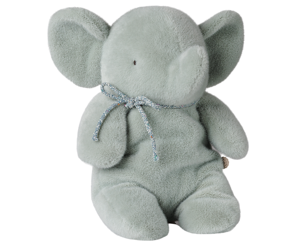 Maileg Elefant Plüsch Medium in Soft Mint, sitzt von allein