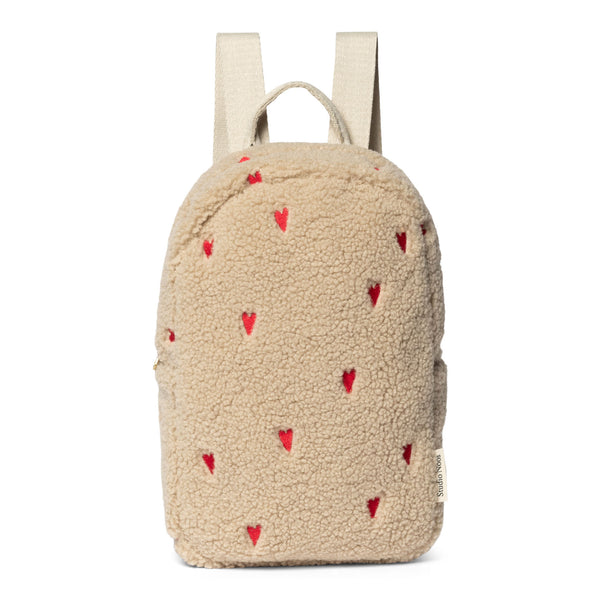 Studio Noos-Ecru Teddy Hearts Mini Rucksack-Beluga Kids