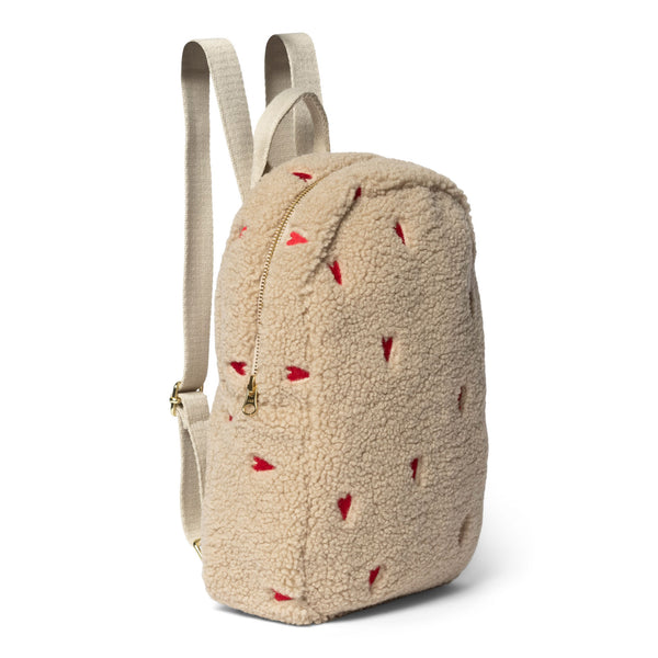 Studio Noos-Ecru Teddy Hearts Mini Rucksack-Beluga Kids