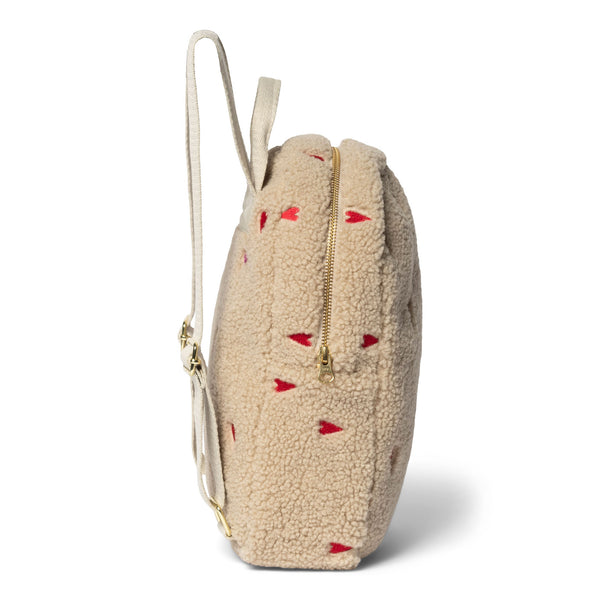 Studio Noos-Ecru Teddy Hearts Mini Rucksack-Beluga Kids