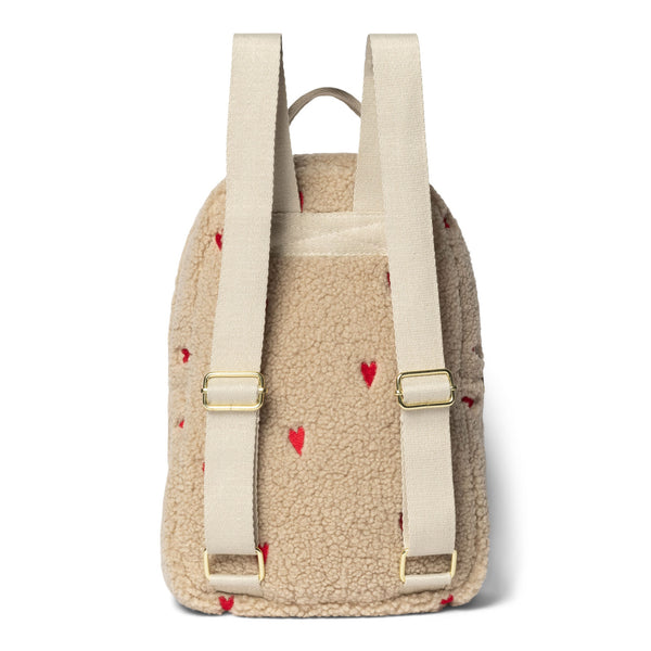 Studio Noos-Ecru Teddy Hearts Mini Rucksack-Beluga Kids