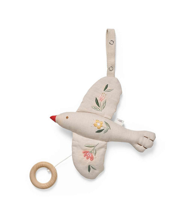 Dear April Spieluhr Singvogel Field Soft White aus Naturleinen, 20 cm