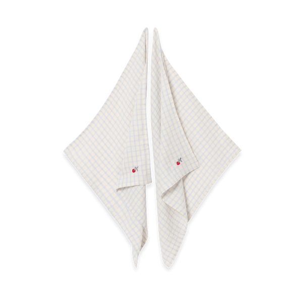 Lot de 2 couvertures en mousseline Petit vichy bleu ciel