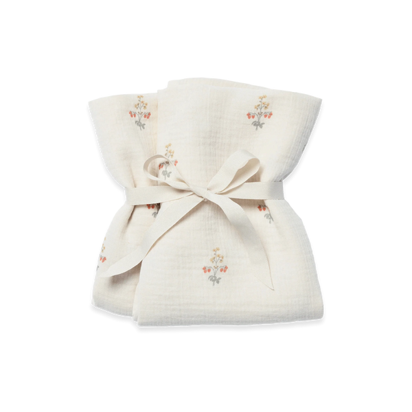 Lot de 2 petites couvertures en mousseline La Fraise