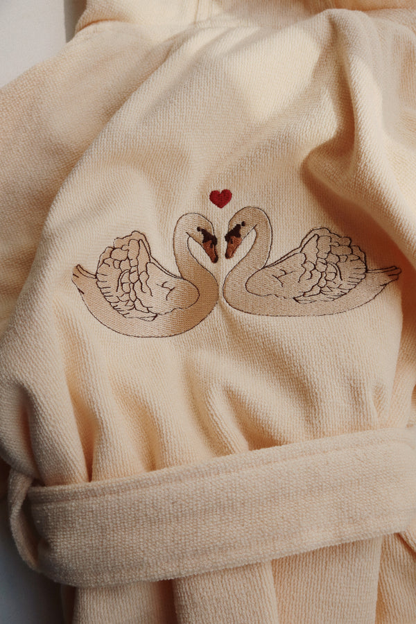 Terry Bademantel Embroidery Swan