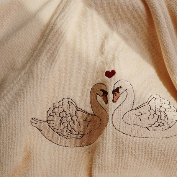 Terry Bademantel Embroidery Swan