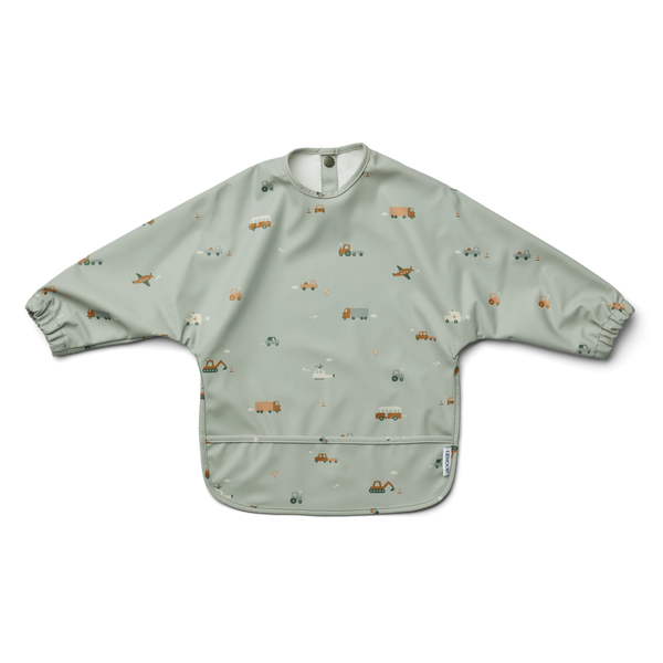 Merle Bib with Sleeves Vehicles / Dove Blue