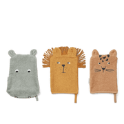 Lot de 3 gants de bain Sylvester Safari
