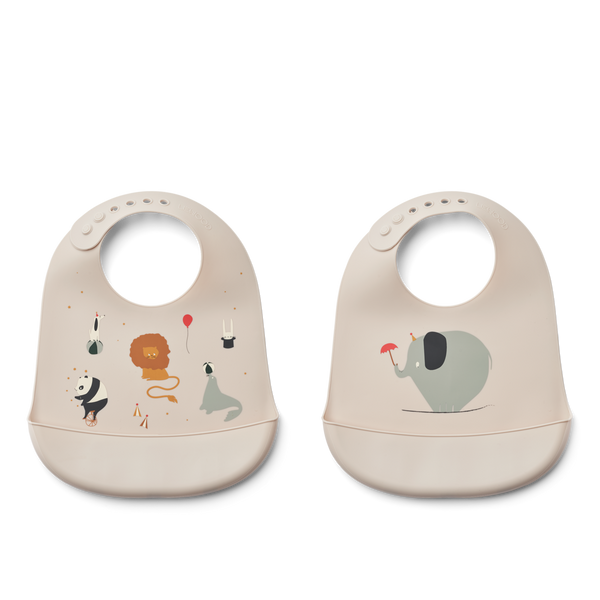 2-Pack Tilda Silicone Bibs Circus