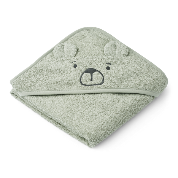 Albert Hooded Bath Towel Bear Dove Blue