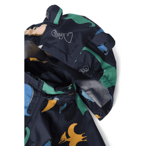 Liewood Manu Regenset Dino Roar Classic Navy – Kapuze Nahaufnahme