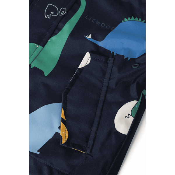 Liewood Manu Regenset Dino Roar Classic Navy – Rückansicht