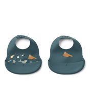 Lot de 2 bavoirs en silicone Ember Arctic Sea