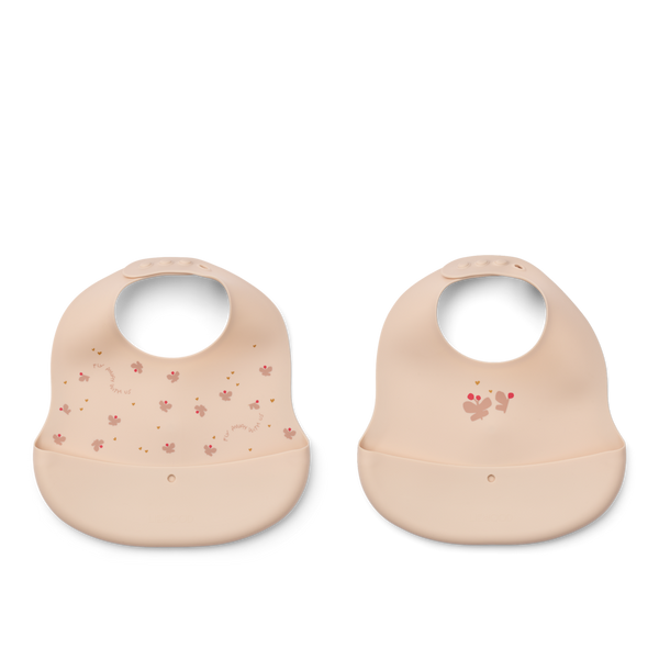 2-Pack Ember Silikon-Lätzchen Mini Butterfly / Apple blossom