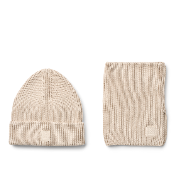 Lina Beanie + Halswärmer Geschenk-Set Sandy