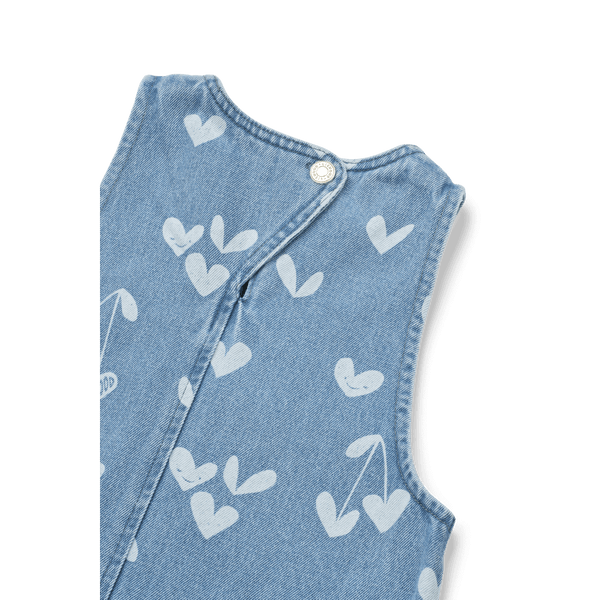 Robe en jean Angelica à imprimé cœur / jean bleu clair