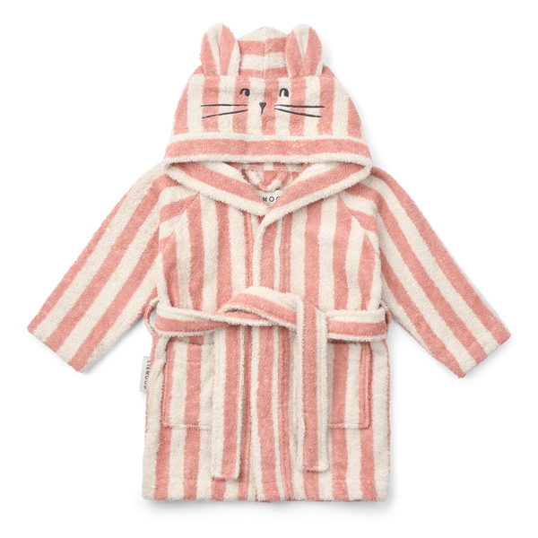 Peignoir Lily à rayures corail blush / crème de la crème