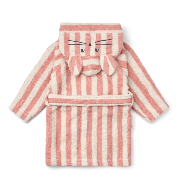 Peignoir Lily à rayures corail blush / crème de la crème