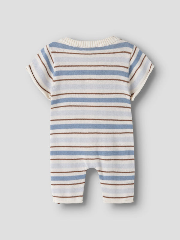 Strickstrampler Coconut Milk / Dusty Blue