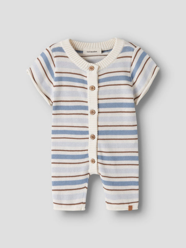 Strickstrampler Coconut Milk / Dusty Blue