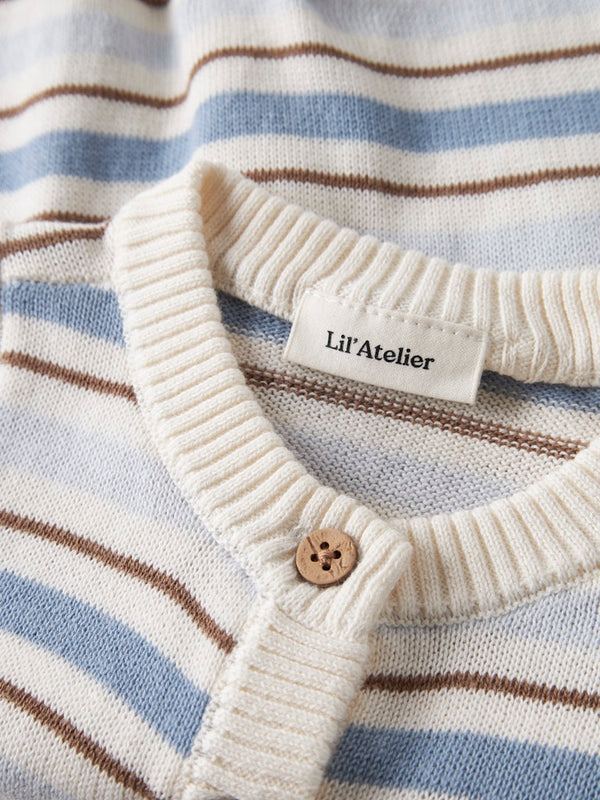 Strickstrampler Coconut Milk / Dusty Blue