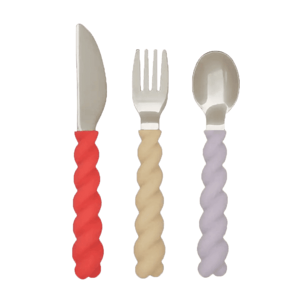Children's Cutlery Set Mellow Beige/Red/Purple