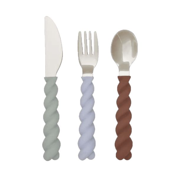 Children's Cutlery Set Mellow Blue/Brown/Green