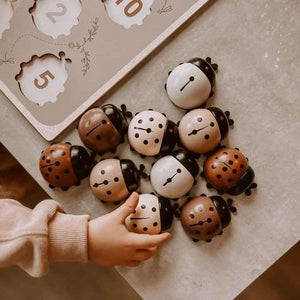 Mrs. Ertha Zähl-Puzzle Ladybug, Teile einzeln ausgelegt