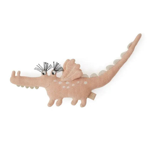 Cuddly rattle Yoshi Crocodile pink