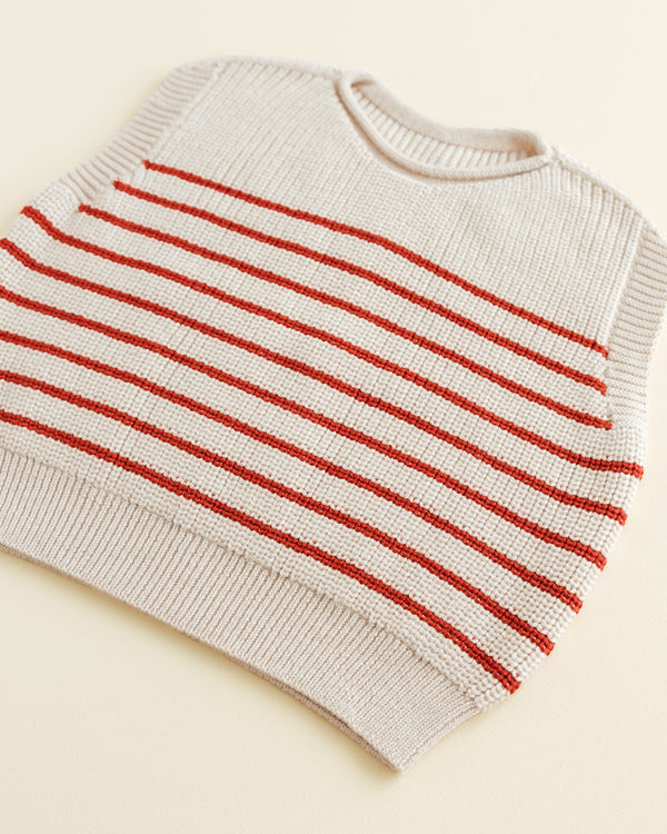 Merino-Weste Harvey Cream / Red