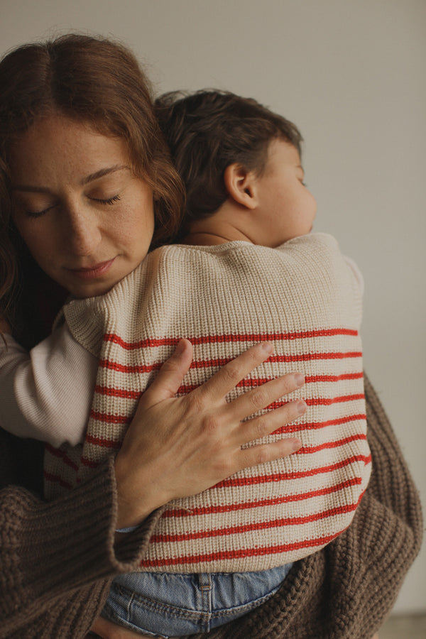 Merino-Weste Harvey Cream / Red