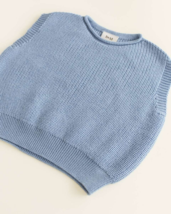 Strickmuster der Hvid Weste Harvey Light Blue im Detail