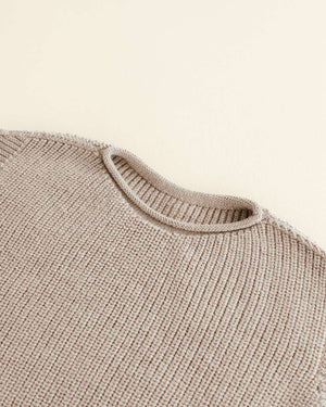 Detail des Rippstricks der Harvey Weste Sand von Hvid