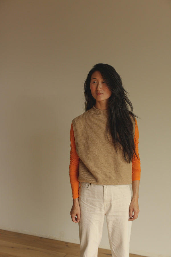 Gilet en mérinos sable clair