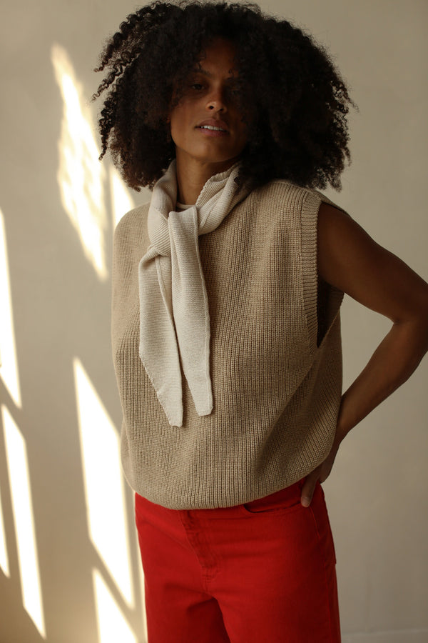 Gilet en mérinos sable clair