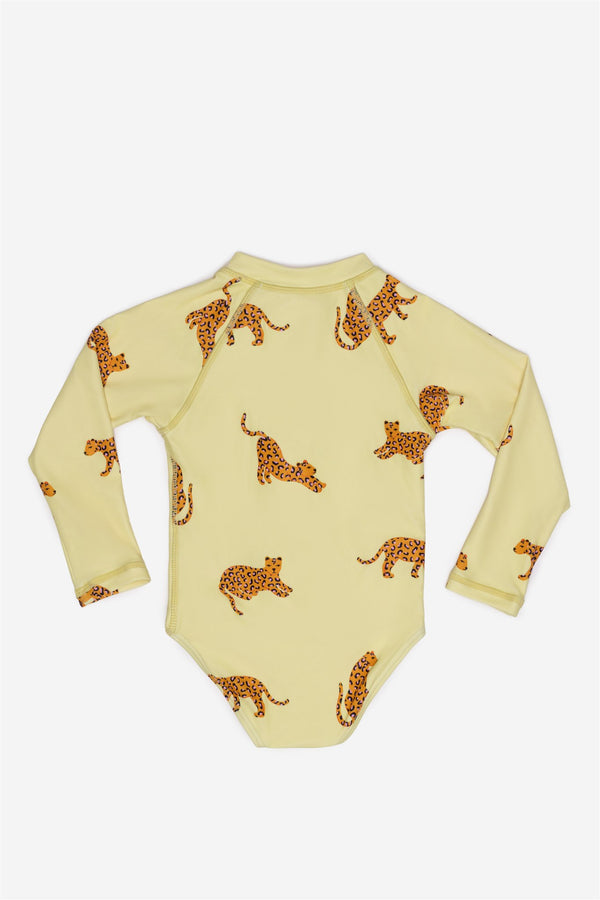 Maillot de bain manches longues rose léopard