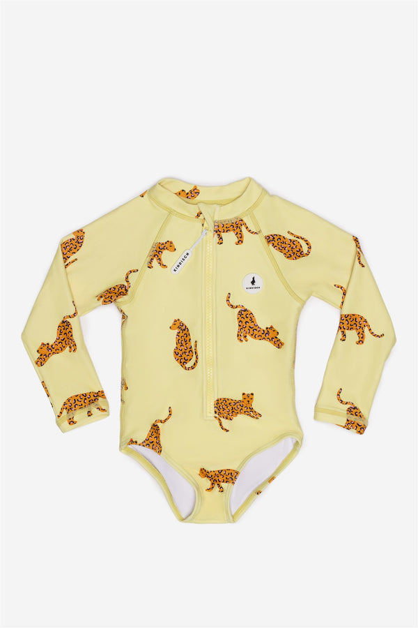 Maillot de bain manches longues rose léopard