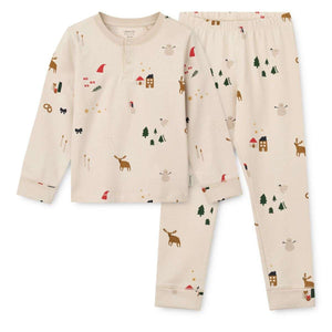 Liewood Pyjama-Set Wilhelm Grow Holiday / Sandy aus GOTS-Bio-Baumwolle