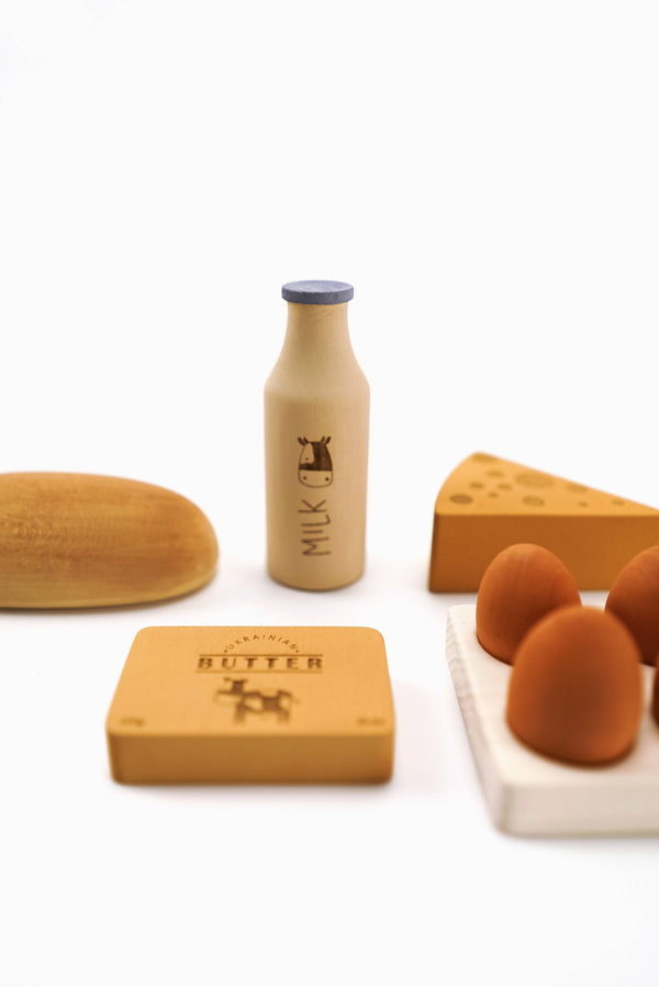 Bauernhofprodukte Spielzeug-Set aus Holz