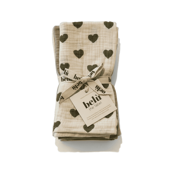 3-Pack Musselin-Mulltücher Green Heart