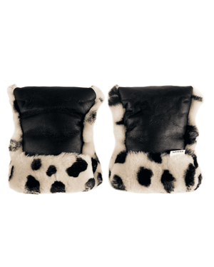 BINIBAMBA Buggy Mittens Schaffell-Handwärmer im Leopardenprint