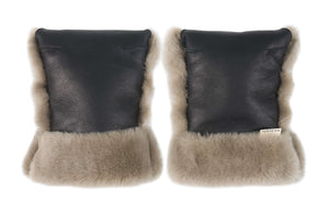 BINIBAMBA Buggy Mittens Schaffell-Handwärmer, innen Toast, aussen Noir