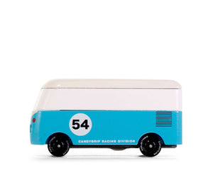 Candylab Toys VW T1 Rauchblau Holzauto mit Rennnummer