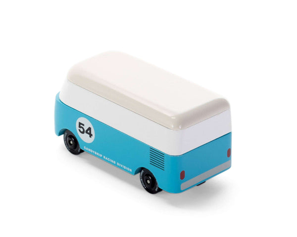 Holzbus VW T1 Rauchblau von Candylab Toys, 8,4 cm lang