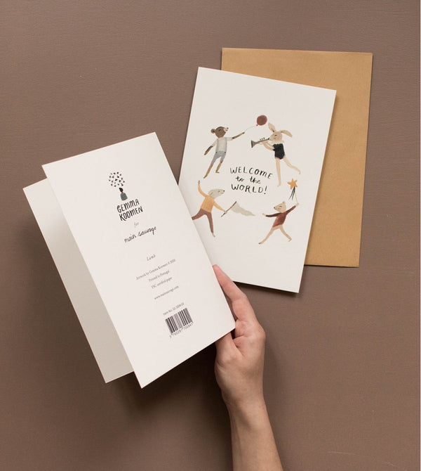 Birth announcement card "welcome to the world"