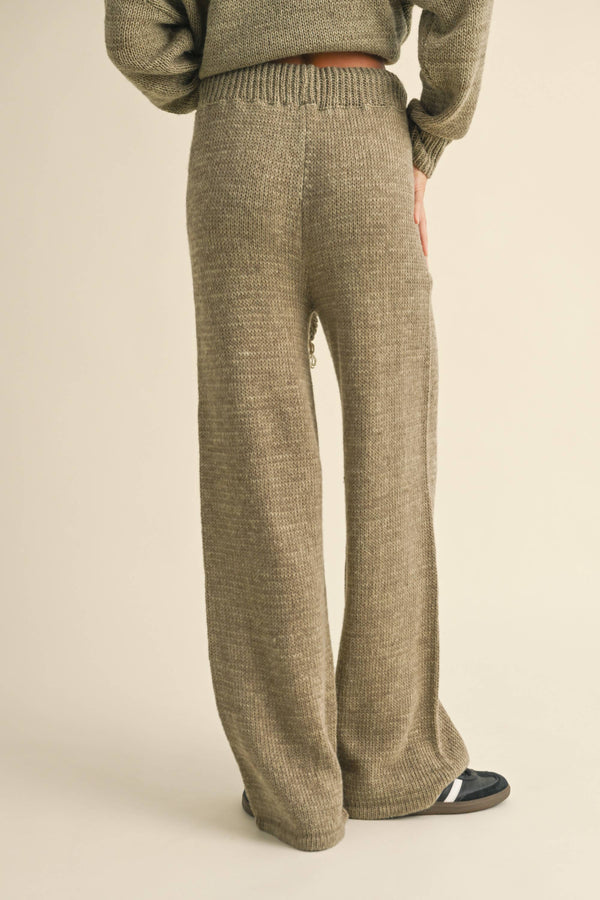 Knitted Pants with Drawstring Olive